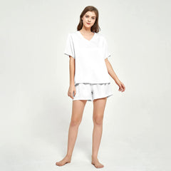 V-neck Silk Short Pajama Set for Women - DIANASILK