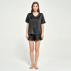 V-neck Silk Short Pajama Set for Women - DIANASILK