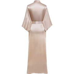 Women Long V Neckline Silk Kimono Robe - DIANASILK