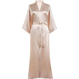 V Neckline Silk Full Length Silk Kimono Robe for Women - DIANASILK