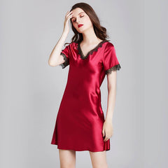 Women Silk Nightgown with lace classic silk sleepwear - DIANASILK