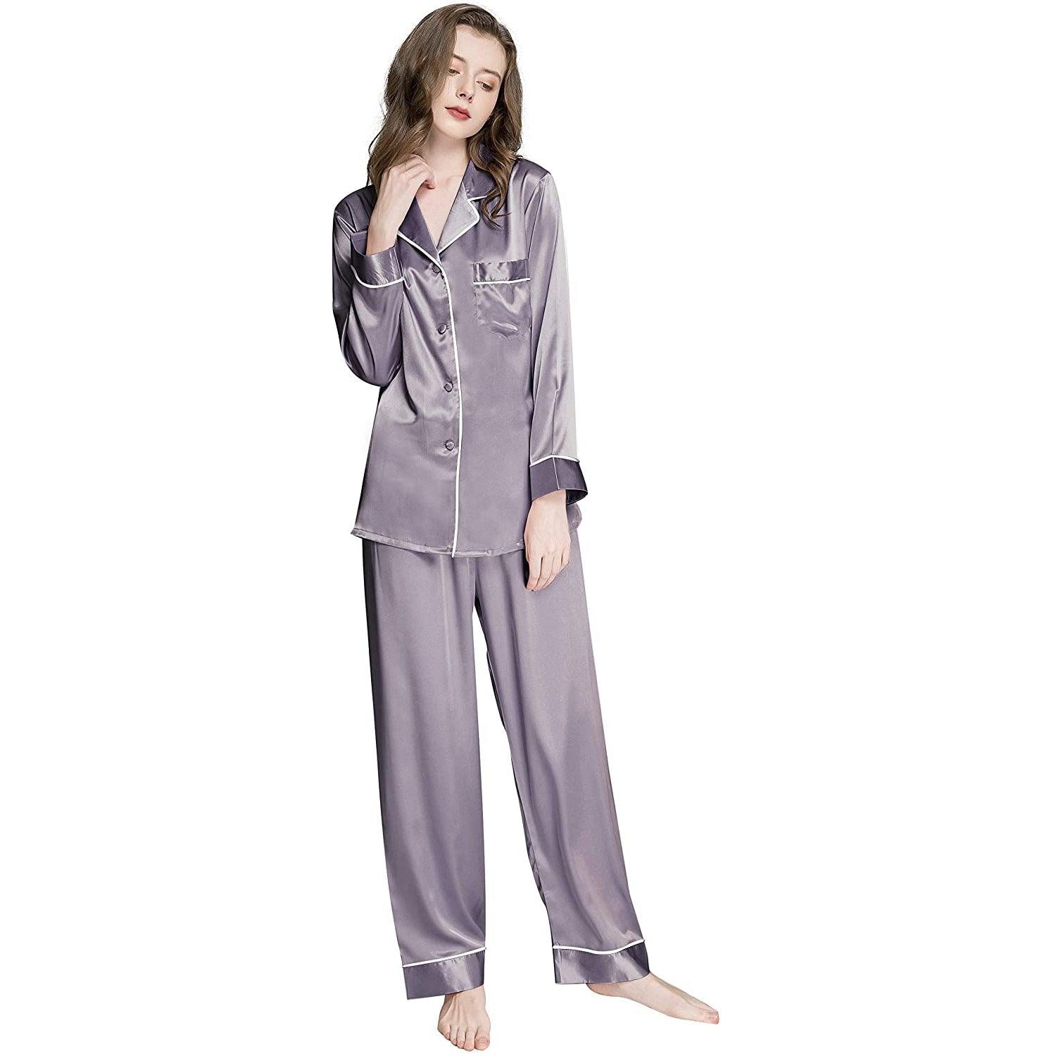 Women Silk Pajamas Set Long Sleeve Two-piece Pure Silk PJ Set - DIANASILK