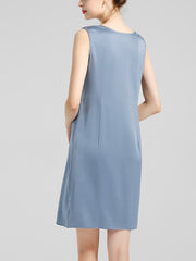 Women's 100% Silk Basic Round Neck Silk Tank Dress - DIANASILK