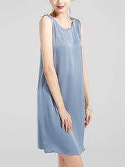 Women's 100% Silk Basic Round Neck Silk Tank Dress - DIANASILK