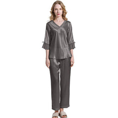 Women's 100% Silk Pajama Set Luxury Half-sleeved Silk Pajamas - DIANASILK