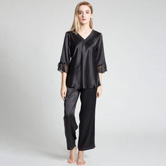 Women's 100% Silk Pajama Set Luxury Half-sleeved Silk Pajamas - DIANASILK