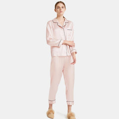 Women's Two Piece Capri-pants Long Sleeve Silk Pajamas Set - DIANASILK