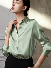 Elegantes Langarm -Revers -Taste -Button -Fronthemd für Frauen