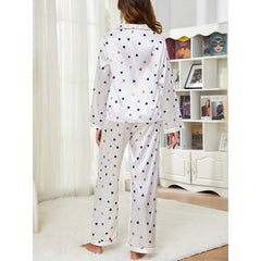 100% pyjamas de pyjamas de soie coeur imprimé de soie de mûrier pour femmes