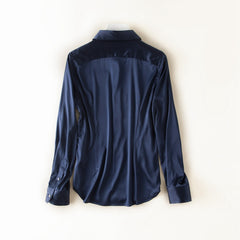 Women's 100% Silk Button-Down Blouse with Long Sleeves