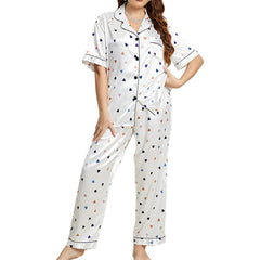 Love Heart imprimé 100% de pyjamas en soie pour femmes