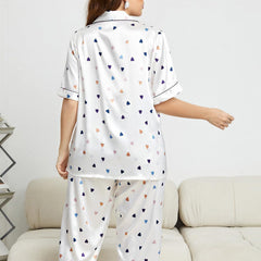 Love Heart imprimé 100% de pyjamas en soie pour femmes