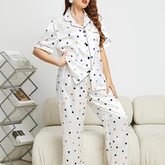 Love Heart imprimé 100% de pyjamas en soie pour femmes