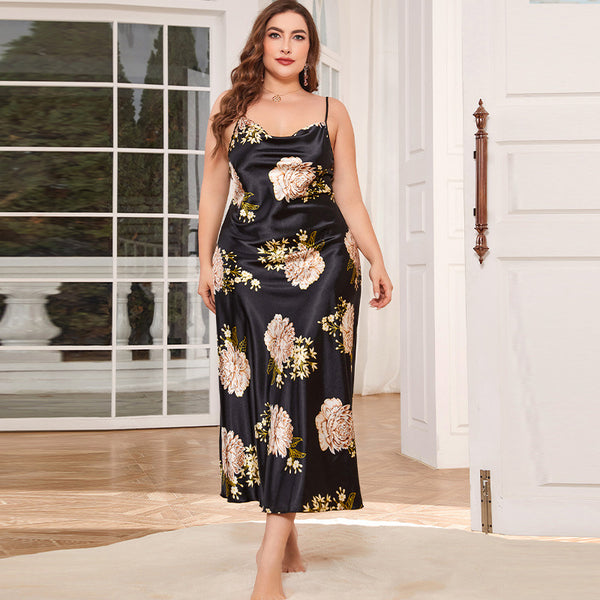 Plus Size Silk Nightgown 100% Mulberry Silk Flower Printed Sleepwear –  DIANASILK