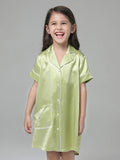 22 Momme Lindas camisas de dormir de seda con botones para niñas