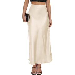 High-Waisted Bias-Cut Long Silk Maxi Skirt For Women
