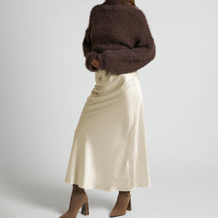 High-Waisted Bias-Cut Long Silk Maxi Skirt For Women