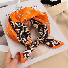 21X21 Women Versatile Mulberry Silk Chic Printed Square Silk Scarf