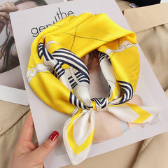 21X21 Women Versatile Mulberry Silk Chic Printed Square Silk Scarf