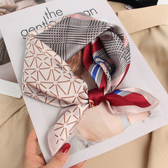 21X21 Women Versatile Mulberry Silk Chic Printed Square Silk Scarf