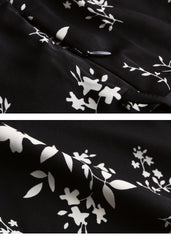 Elegant Floral Short Sleeves Silk Midi Dress with Tie Waist