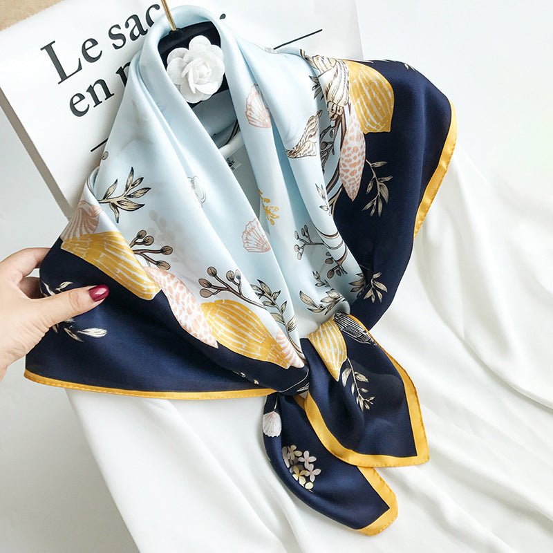 35''X35'' Luxury Floral Printed Silk Square Scarf