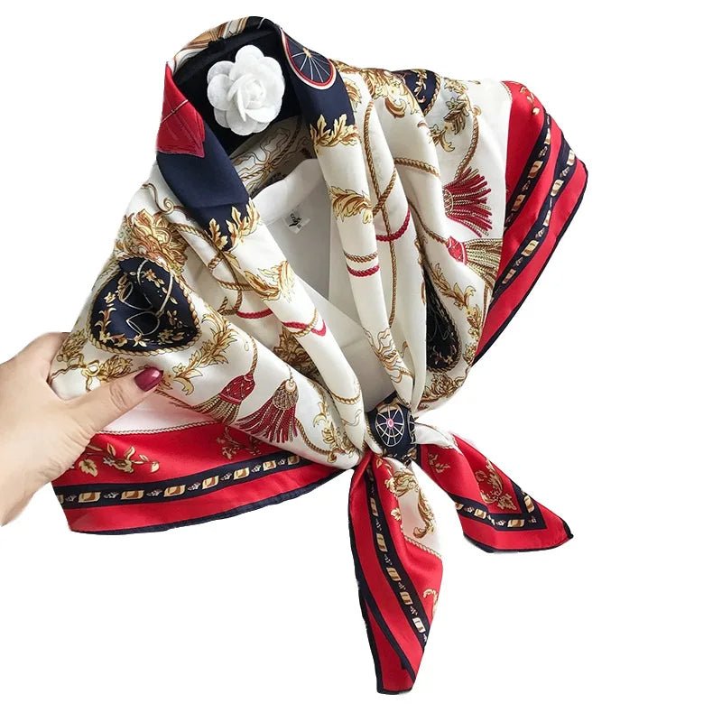 35''X35'' Luxury Floral Printed Silk Square Scarf