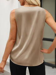 Women's 100% Silk Sleeveless V-Neck Silk Blouse Silk Top