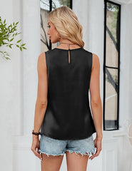 Business Casual Sleeveless Work Dressy Silk Shirt Women's Silk Top for Summer