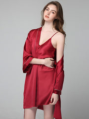 Classic Short Brides and Bridesmaids Silk Chemise et Kimono Set