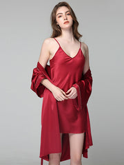 Classic Short Brides and Bridesmaids Silk Chemise et Kimono Set