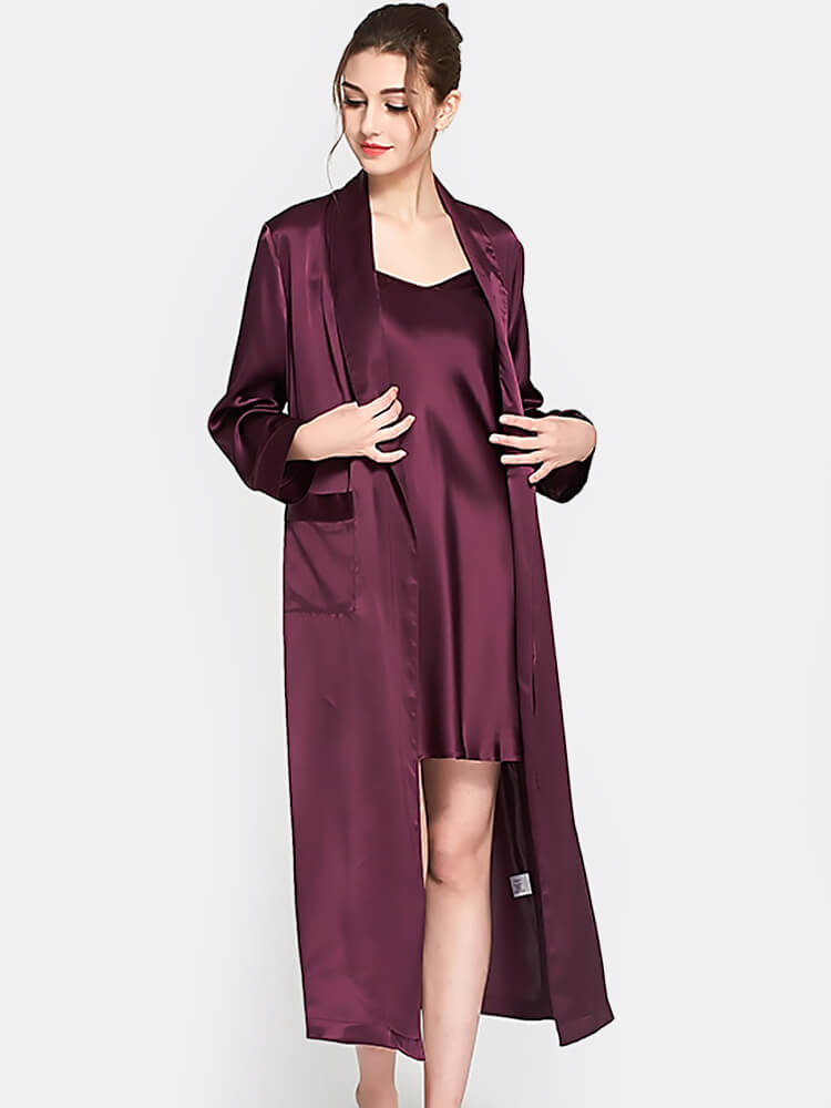 Classic Long Silk Chemise Two piece Nightgown and Robe Set – DIANASILK