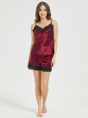 22 momme en dentelle noire en soie shorts de camisole shorts pyjamas