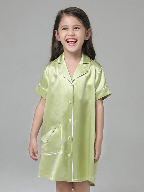 22 Momme Cute Button Up Silk Sleep Shirts For Girls – DIANASILK