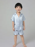 22 Momme Kids Conjunto de pijama corto de seda para niños y niñas