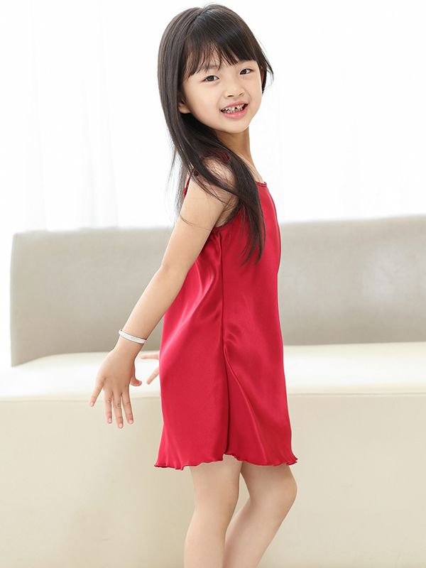 22 Momme Lace Up Girls Silk Slip Nightgown