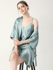 Double bandoulière en soie chimise et ensemble de robes de nuit