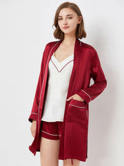 22 momme en pyjamas de camis de soie contrastant set pour les femmes