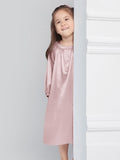 Round Neck Long Sleeve Silk Nightgown For Girls