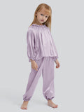 22 Momme Conjuntos de pijama de seda largos con jersey para niñas