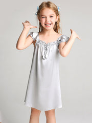 22 robe de soie à volants douce momme pour les filles