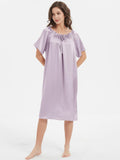 22 Momme Kurzarm-Nachthemd aus geraffter Seide für Damen