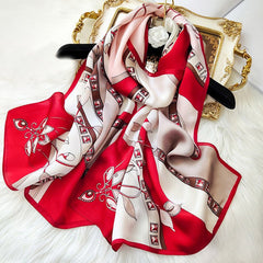 Damen elegante Blumenschalel 100% Maulbeer lang bedrucktes Seidenschal
