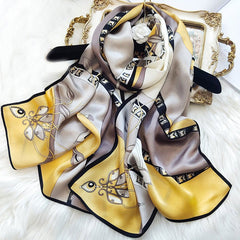Damen elegante Blumenschalel 100% Maulbeer lang bedrucktes Seidenschal