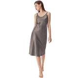 Adjustable Wide Straps Classic V Neck Silk Nightgown