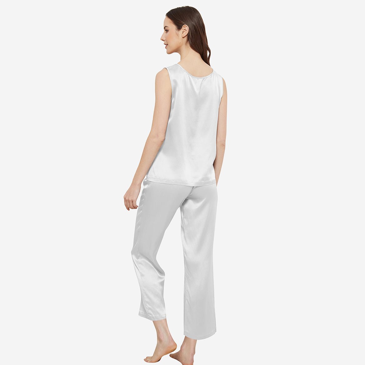 100% Silk Pajama Set Luxury Sleepwear Sleeveless Silk Tops Pajamas