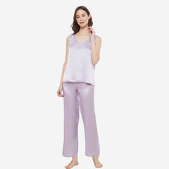 Pyjama 100% en soie réglemente les vêtements de nuit de luxe sans manches pyjamas en soie sans manches