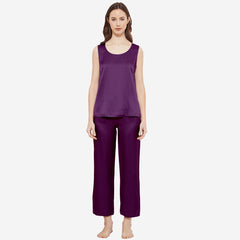 Pyjama 100% en soie réglemente les vêtements de nuit de luxe sans manches pyjamas en soie sans manches