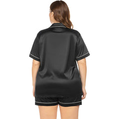 Set de pijama de seda de talla grande para mujeres Juego de sueño de seda de manga corta