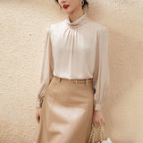 22 Momme Elegance Lladies Long Sleeves Silk Blouse For Women